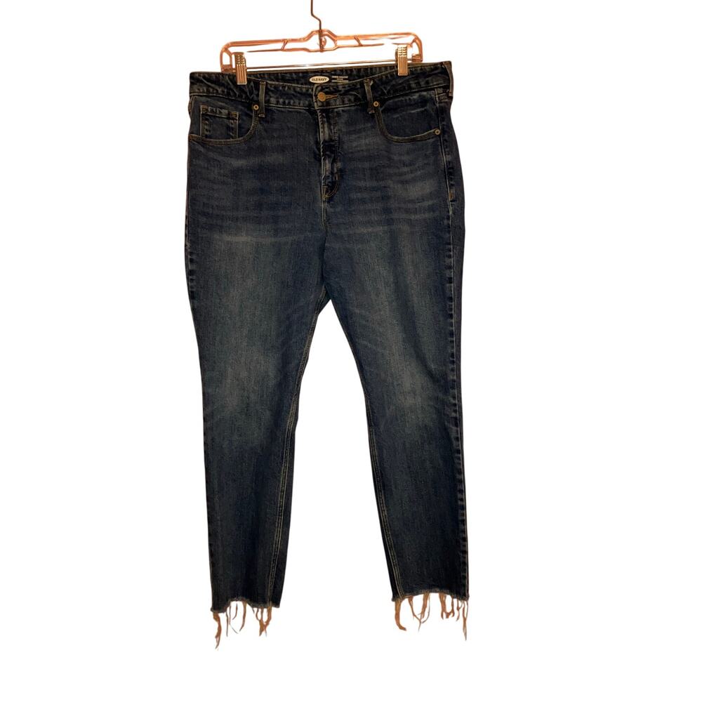 Old Navy Power Straight High Rise Raw Hem Jeans Size 16